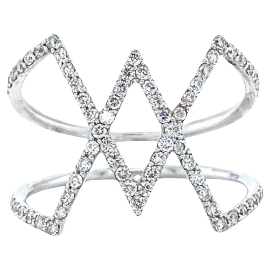 Criss Cross natürlicher Diamantring aus 14k massivem Gold (zertifiziert)