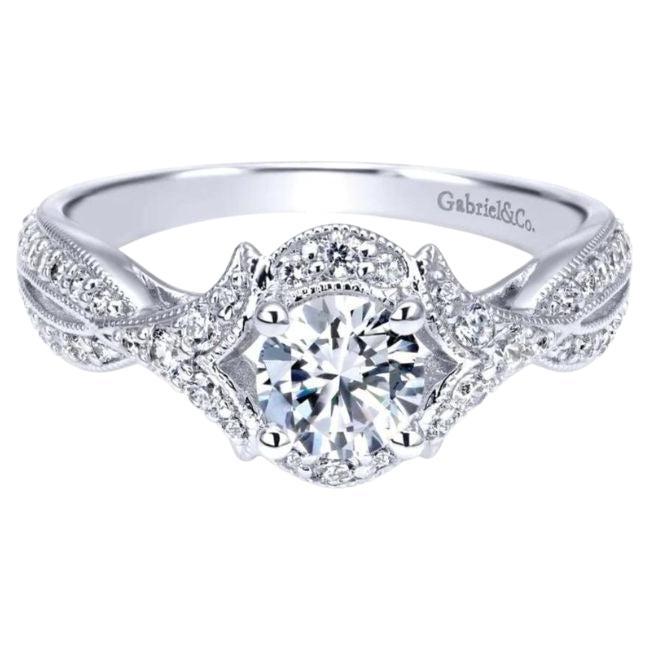 Criss Crossed White Gold Diamond Engagement Ring