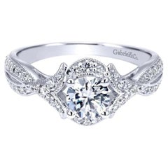 Criss Crossed White Gold Diamond Engagement Ring