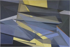 'Ergo' - dipinto astratto geometrico, blu, architettonico