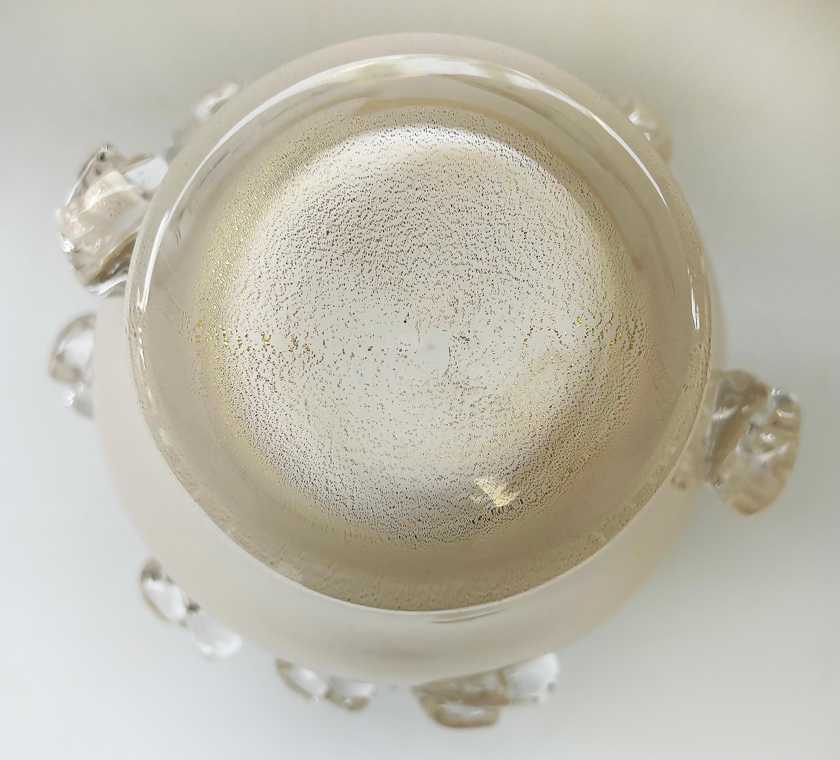 Vaso in vetro traslucido infuso in oro 24 carati con applicazioni di Cristais di Murano in vendita 9