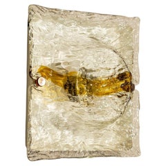 Cristal and Yellow "Quilt" Wall Lamp by Toni Zuccheri for Venini (4 available)