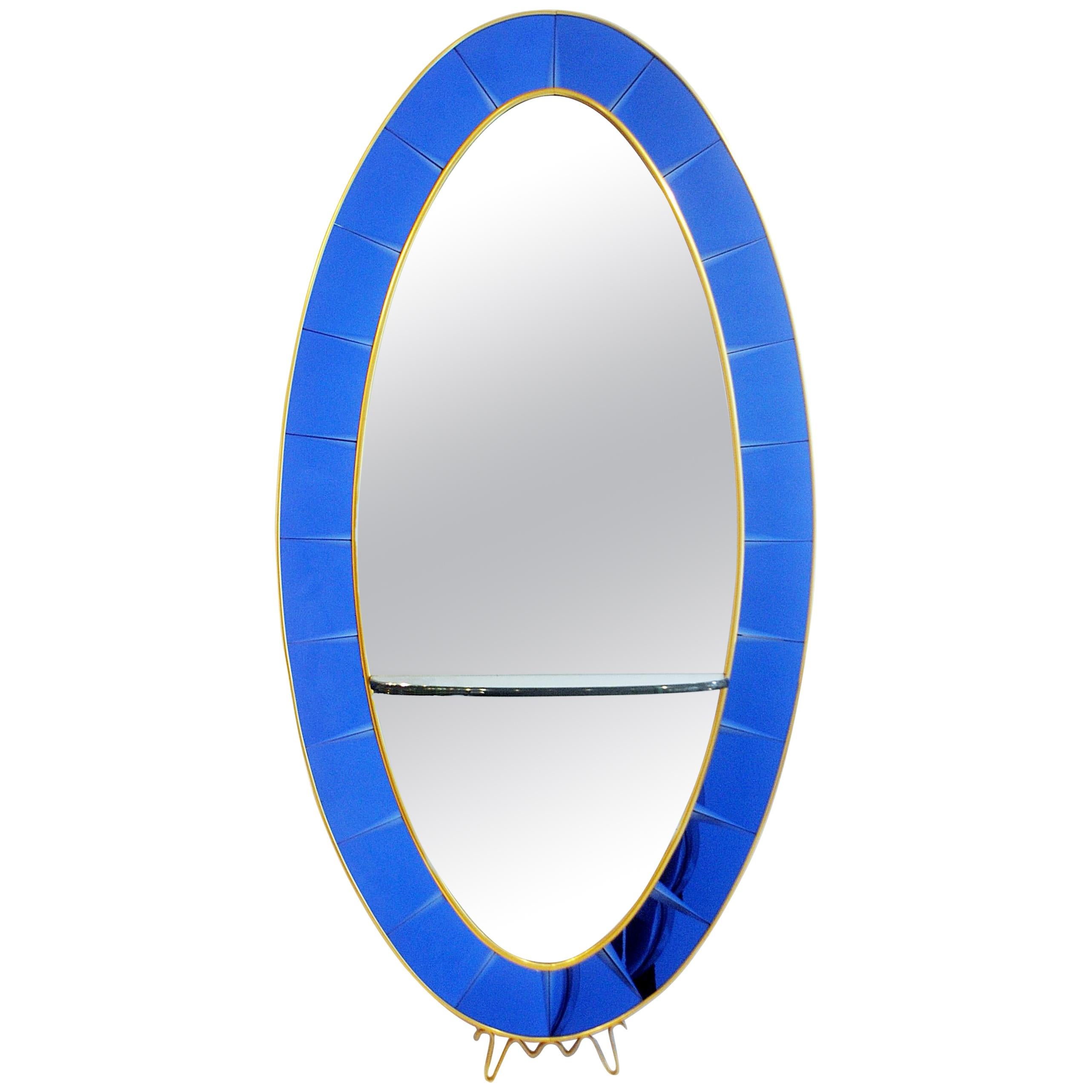 Cristal Art Blue Console Mirror, 1950s Italy