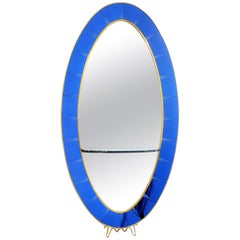 Cristal Art Blue Console Mirror, 1950s Italy