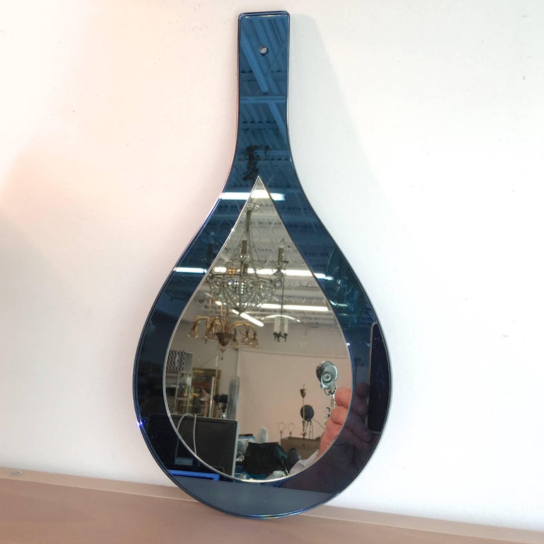 Cristal Art Blue Glass HandHeld Mirror For Sale at 1stDibs hand held vanity mirror, handheld