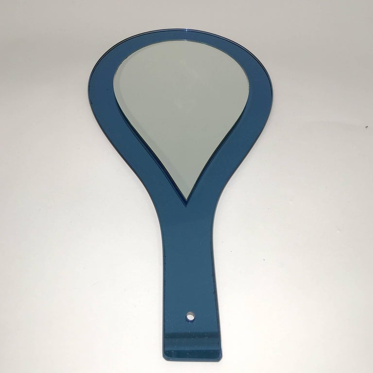 Cristal Art Blue Glass HandHeld Mirror For Sale at 1stDibs hand held vanity mirror, handheld