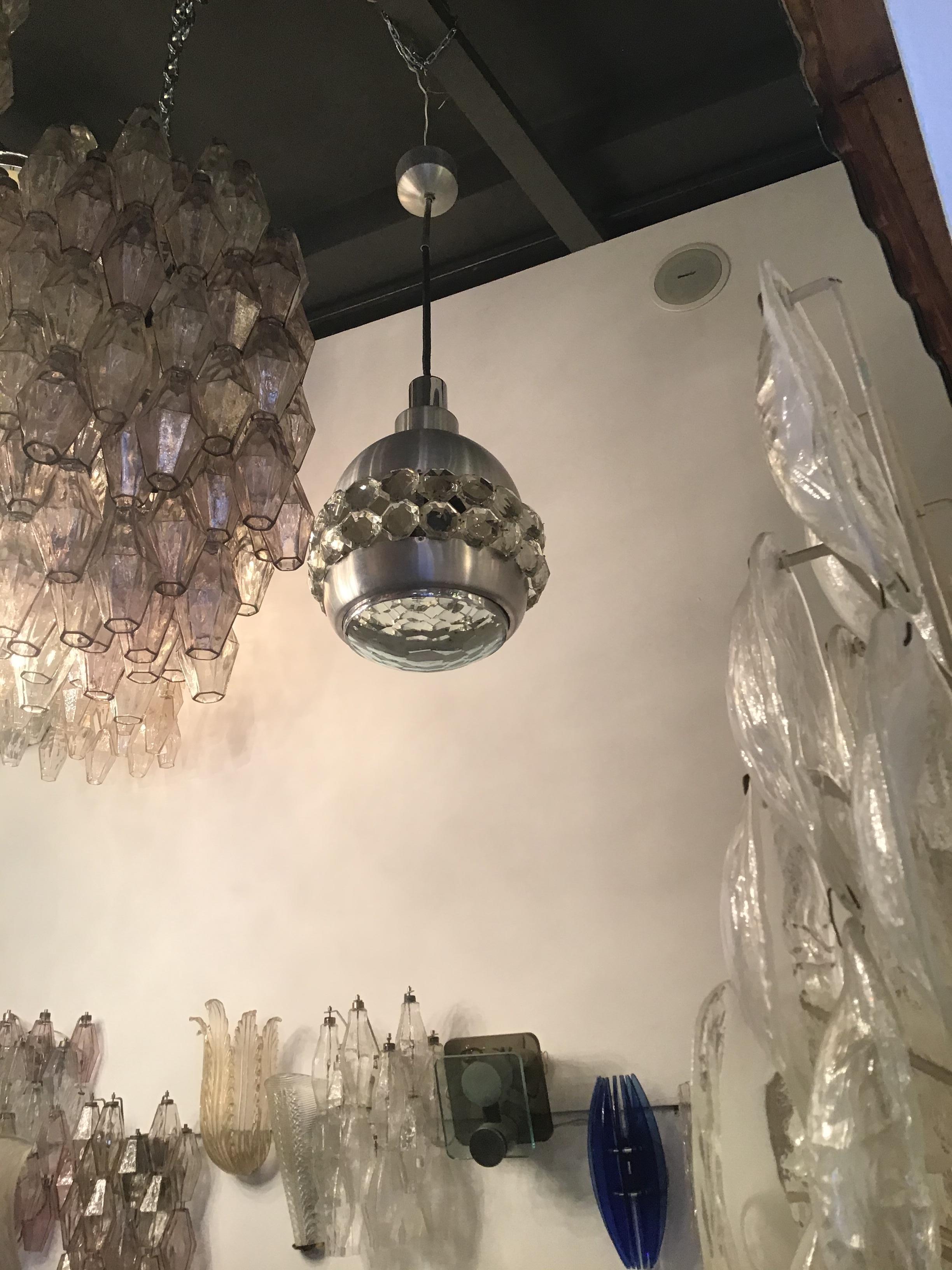 Cristal Art-Kronleuchter aus Glas und Metall, 1955, Italien im Angebot 6