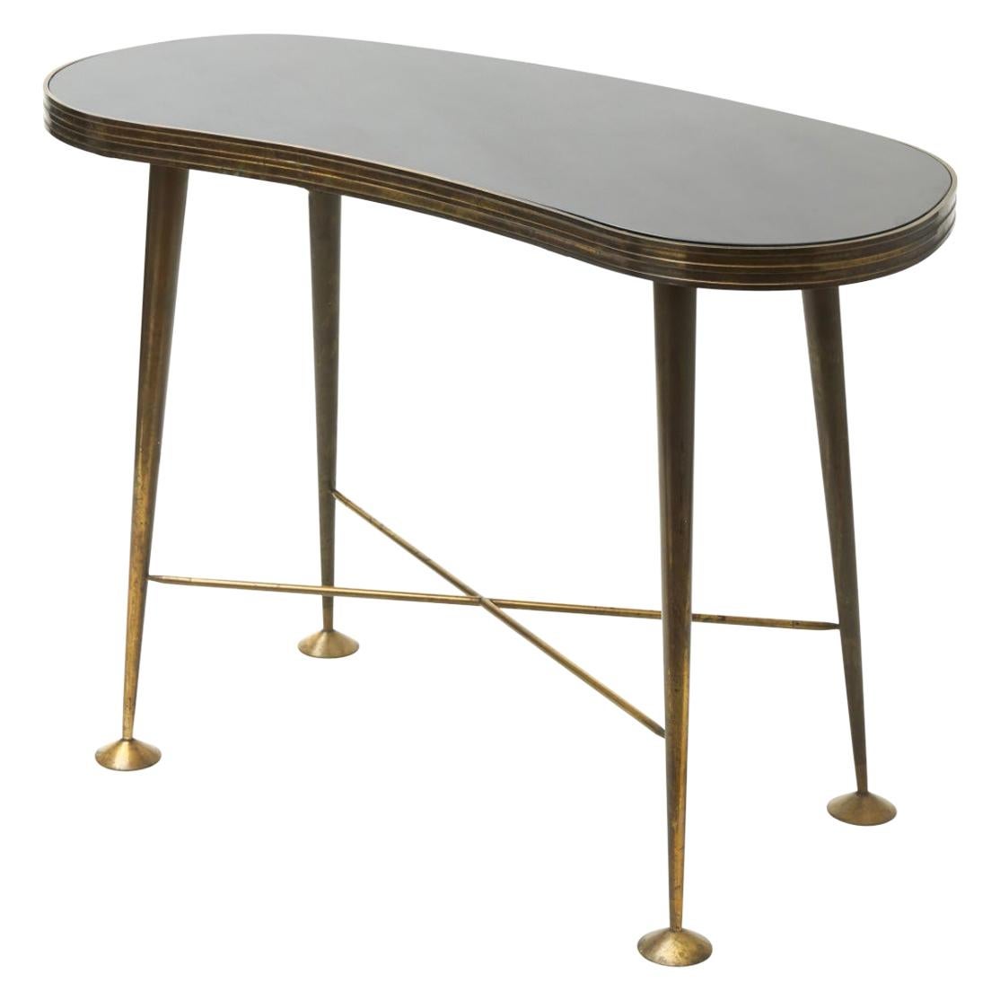 Cristal Arte Consolle Ottone Vetro Opalino 1950 Italia
