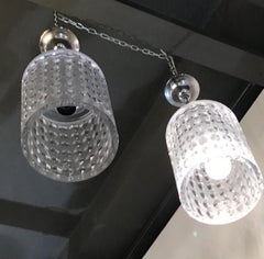 Cristal Art Couple Chandeliers Crystal Worked on the Wheel Brass, 1955