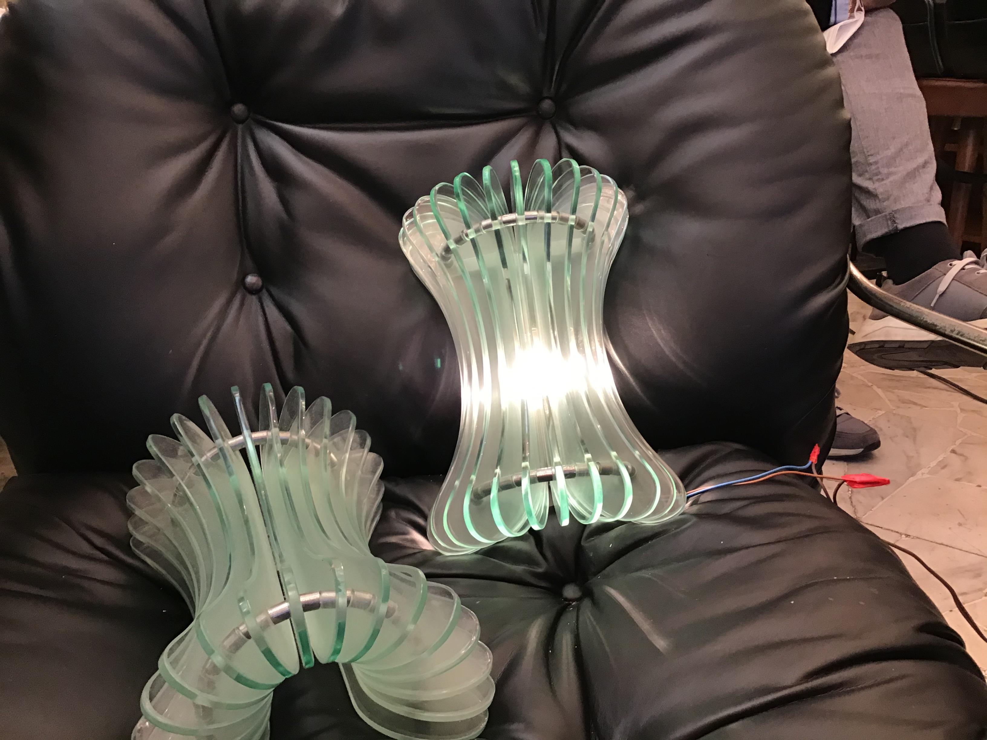 Metà XX secolo Cristal Arte Vetro Metallo Crome 1950 Italia in vendita