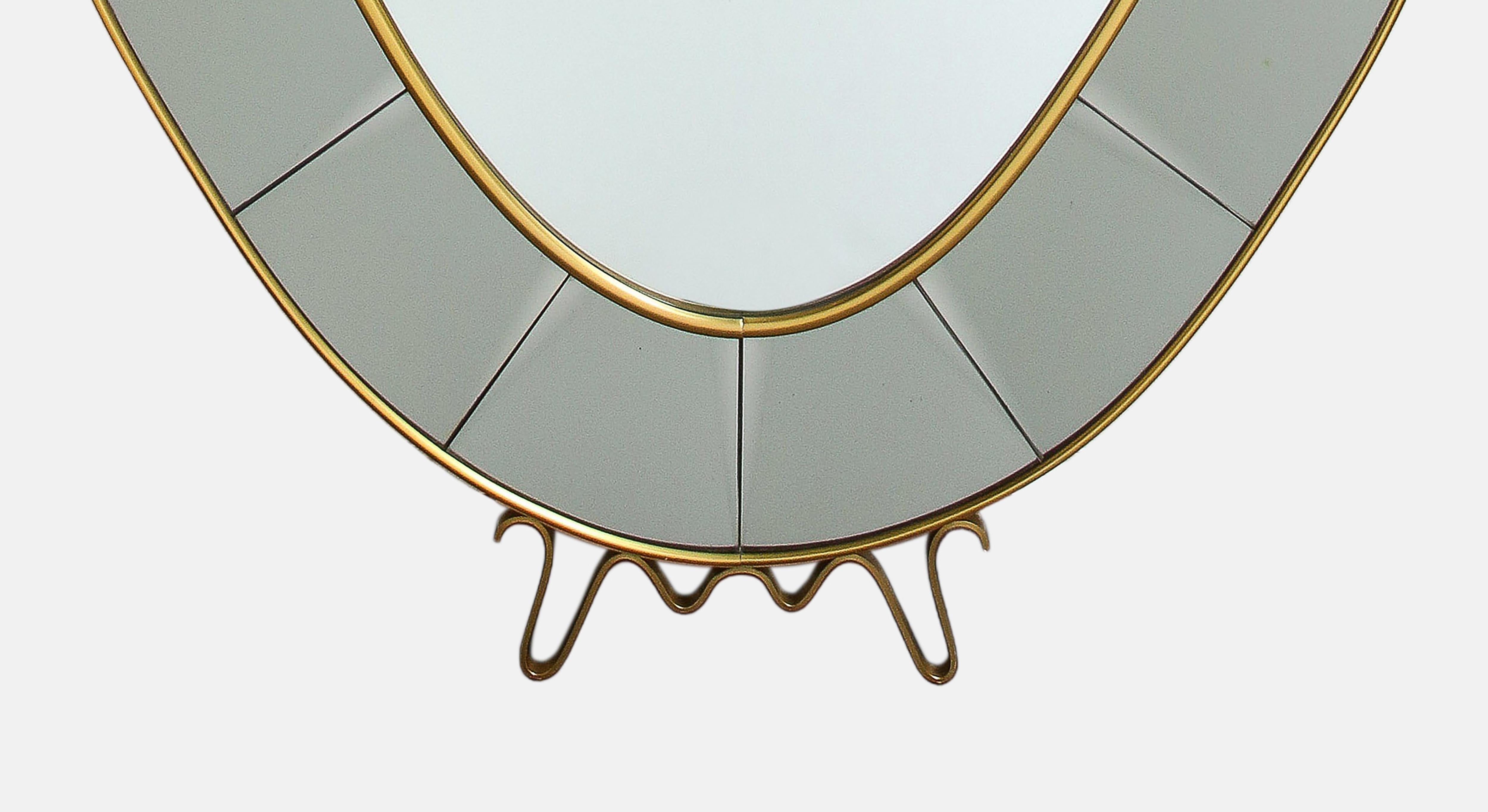 Cristal Art Grand Scale Oval Hand-Cut Beveled Crystal Floor Mirror with Shelf 1