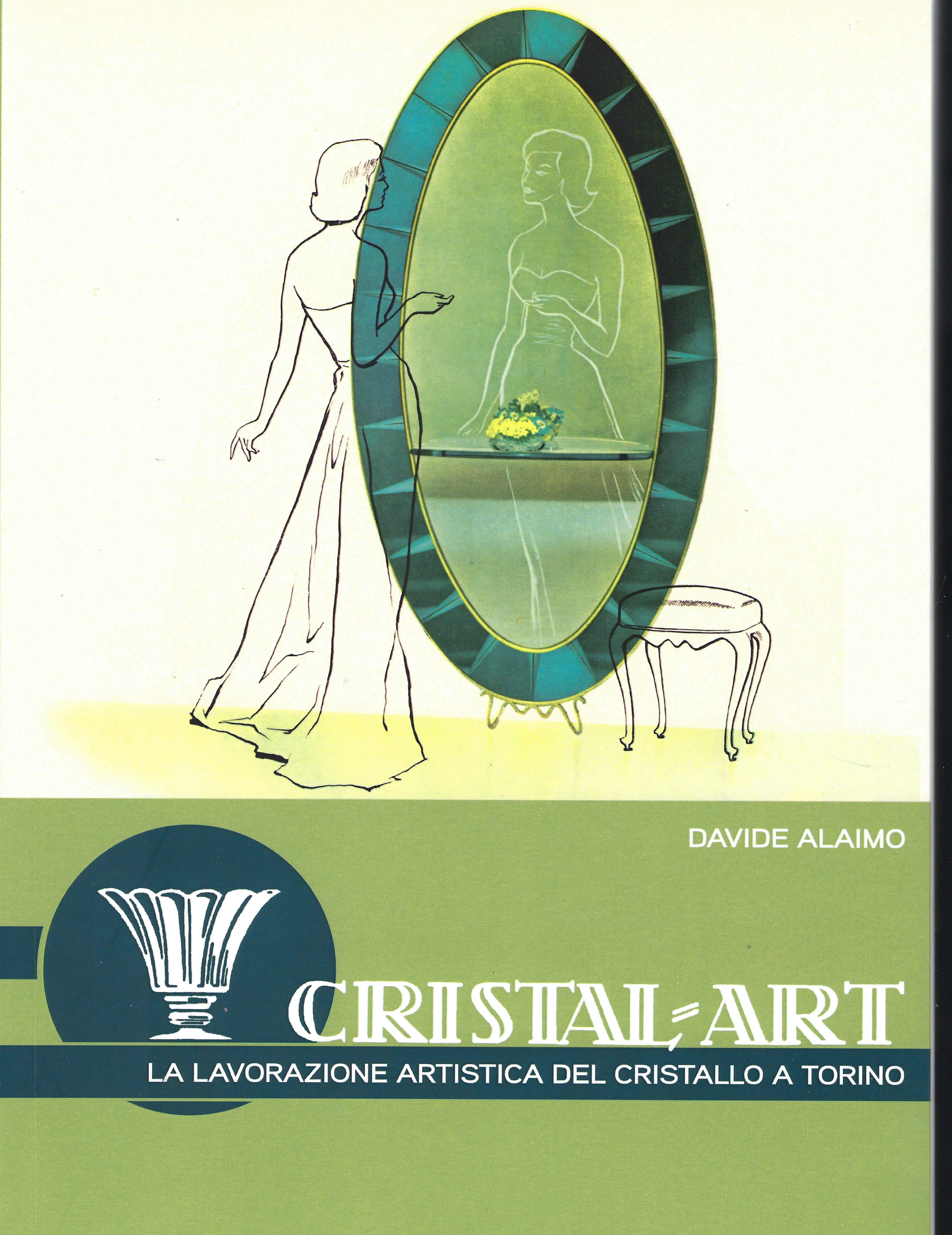 Miroir de sol ovale à grande échelle en cristal biseauté taillé à la main avec étagère, Cristal Art en vente 3