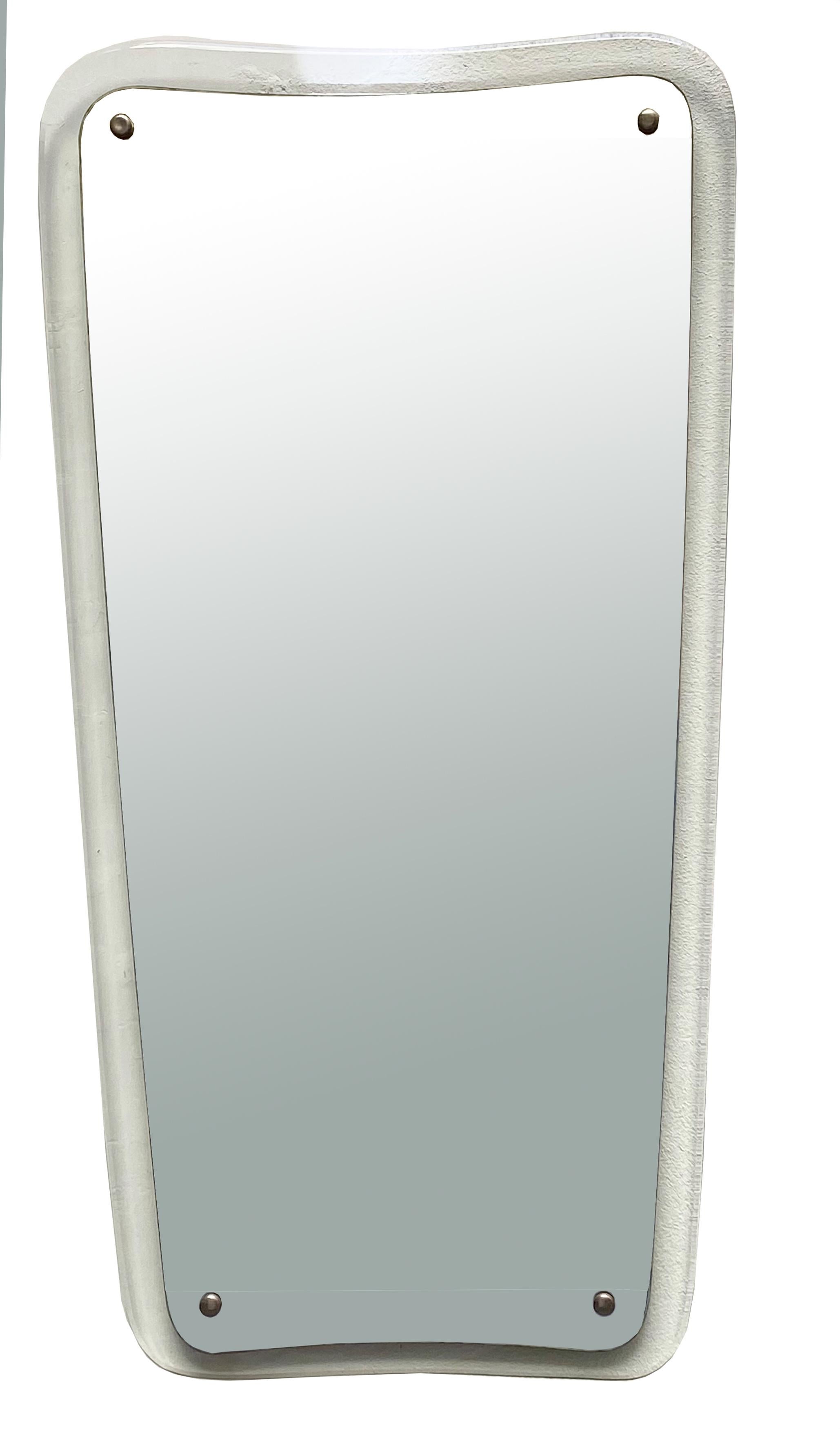 Cristal Art Ground Glass Wall Mirror, Italy, 1960s In Good Condition In Naples, IT