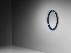 Cristal Art Italian Wall Mirror in Faceted Blue Glass