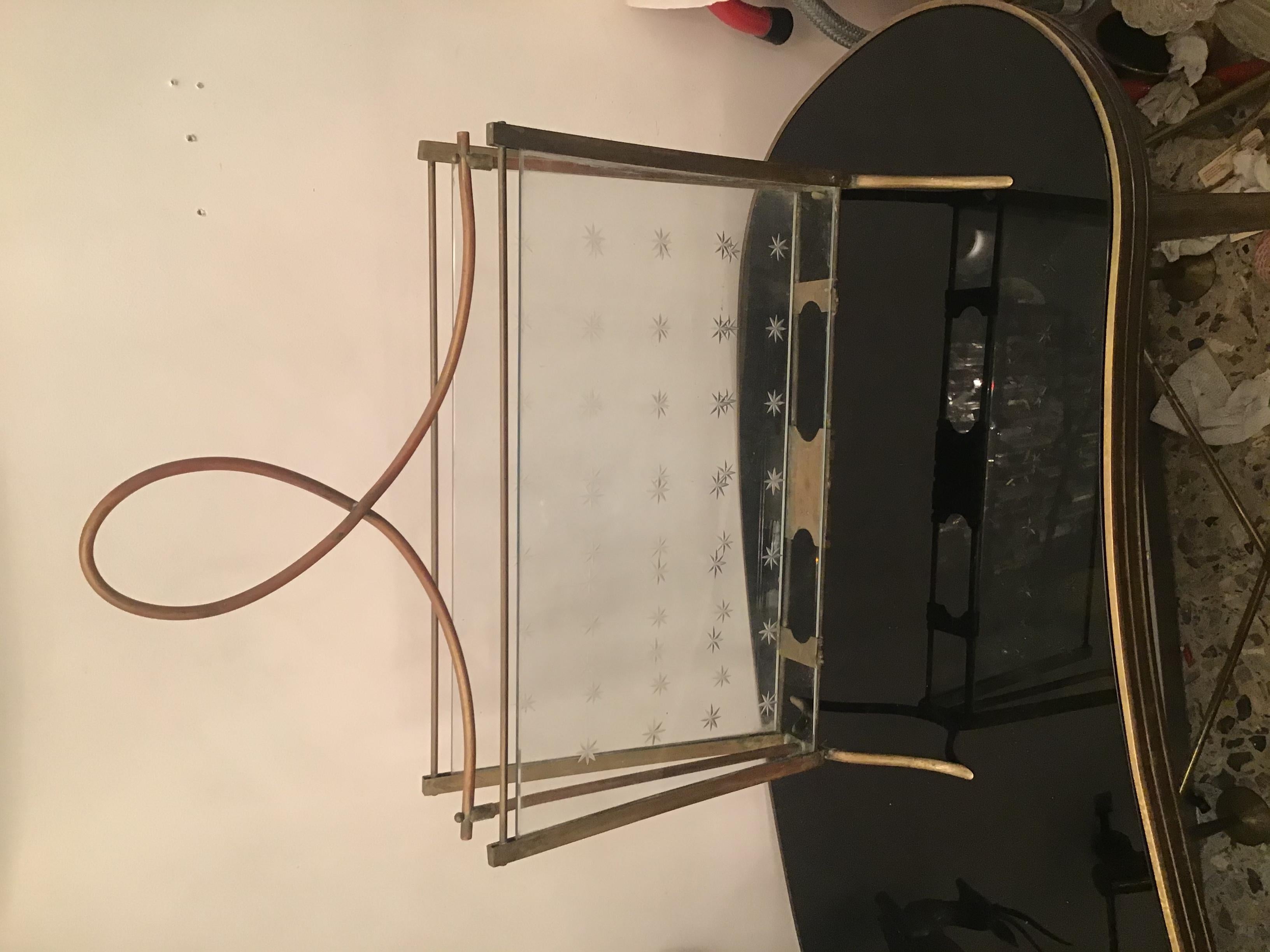 Cristal Art Magazine Holder Brass Glass, 1950, Italy For Sale 8