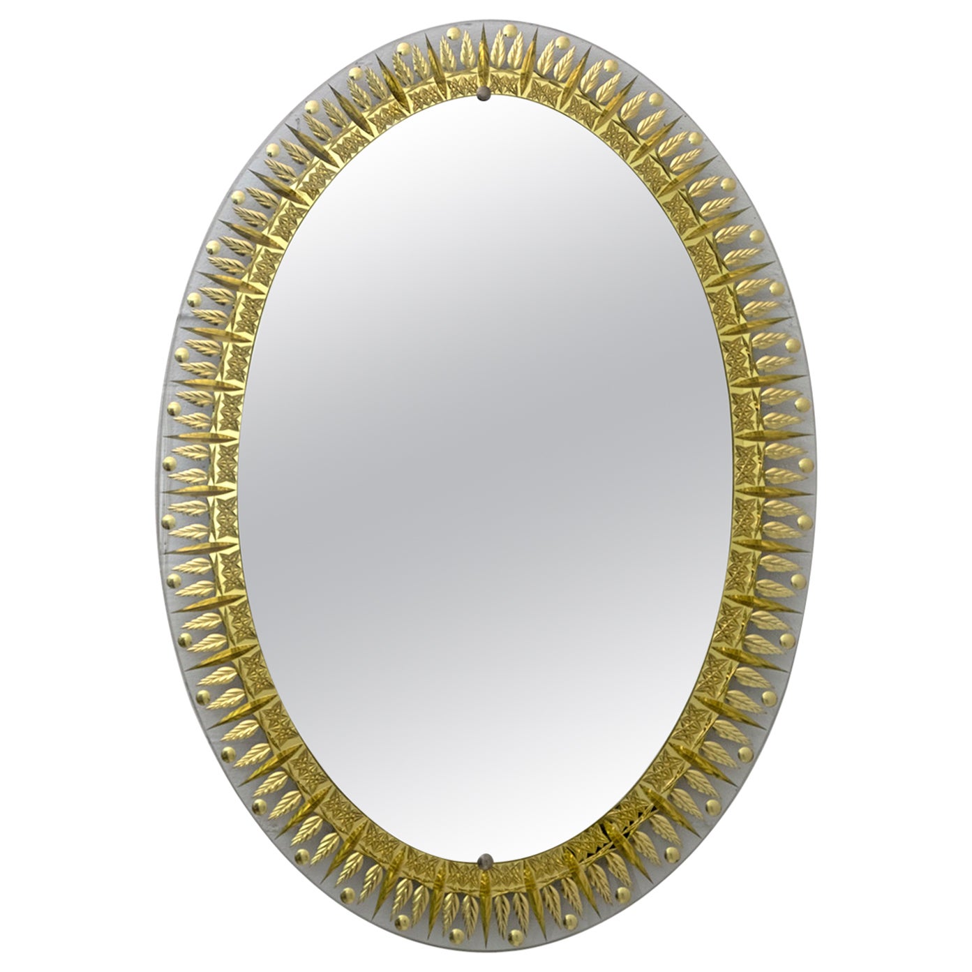 Specchio italiano dorato e smerigliato di Arte Cristal Arte, 1960