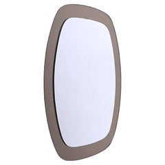 Cristal Art Midcentury Oval Italian Wall Mirror with Bronzed Glass Frame, 1960s