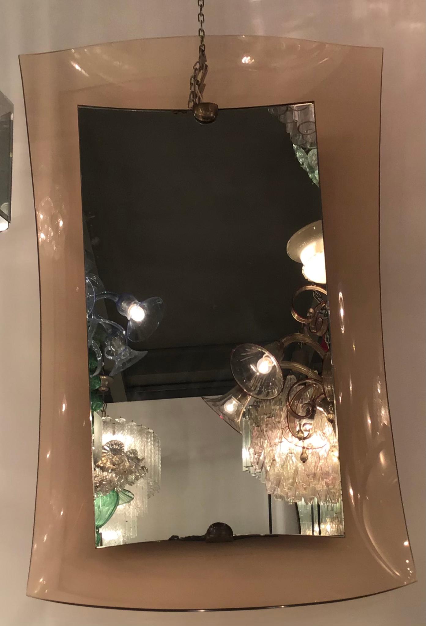 Cristal Art Mirror Brass Glass, 1950, Italy For Sale 4