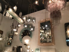 Cristal Art Mirror Brass Glass, 1950, Italy