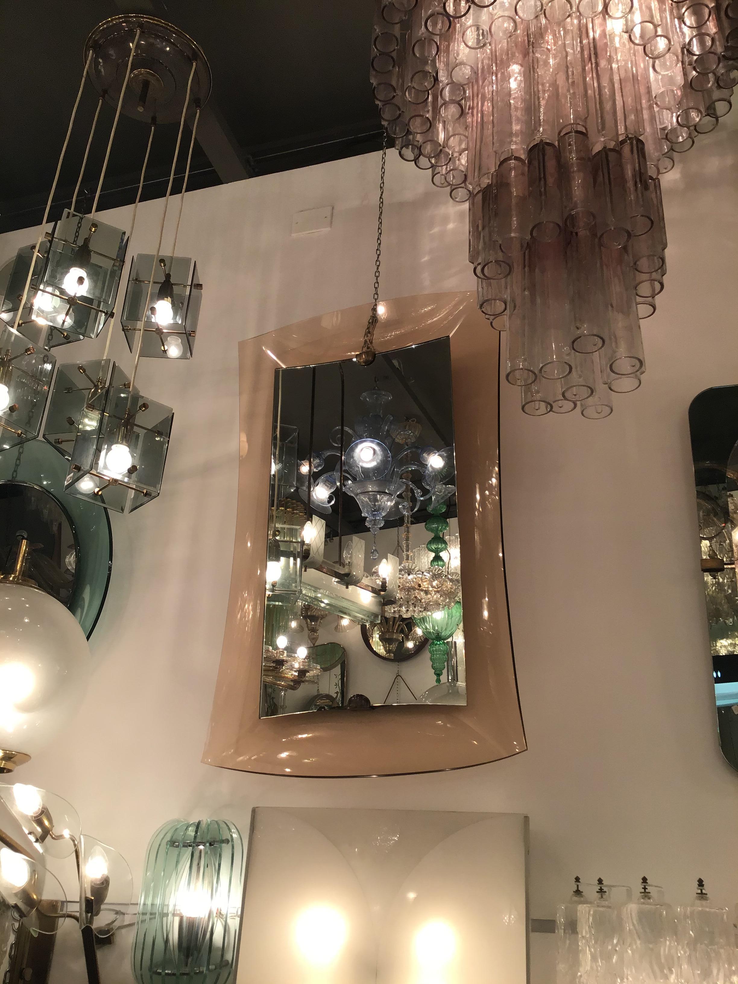 Kristallkunst-Spiegel aus Messingglas, 1950, Italien im Angebot 1