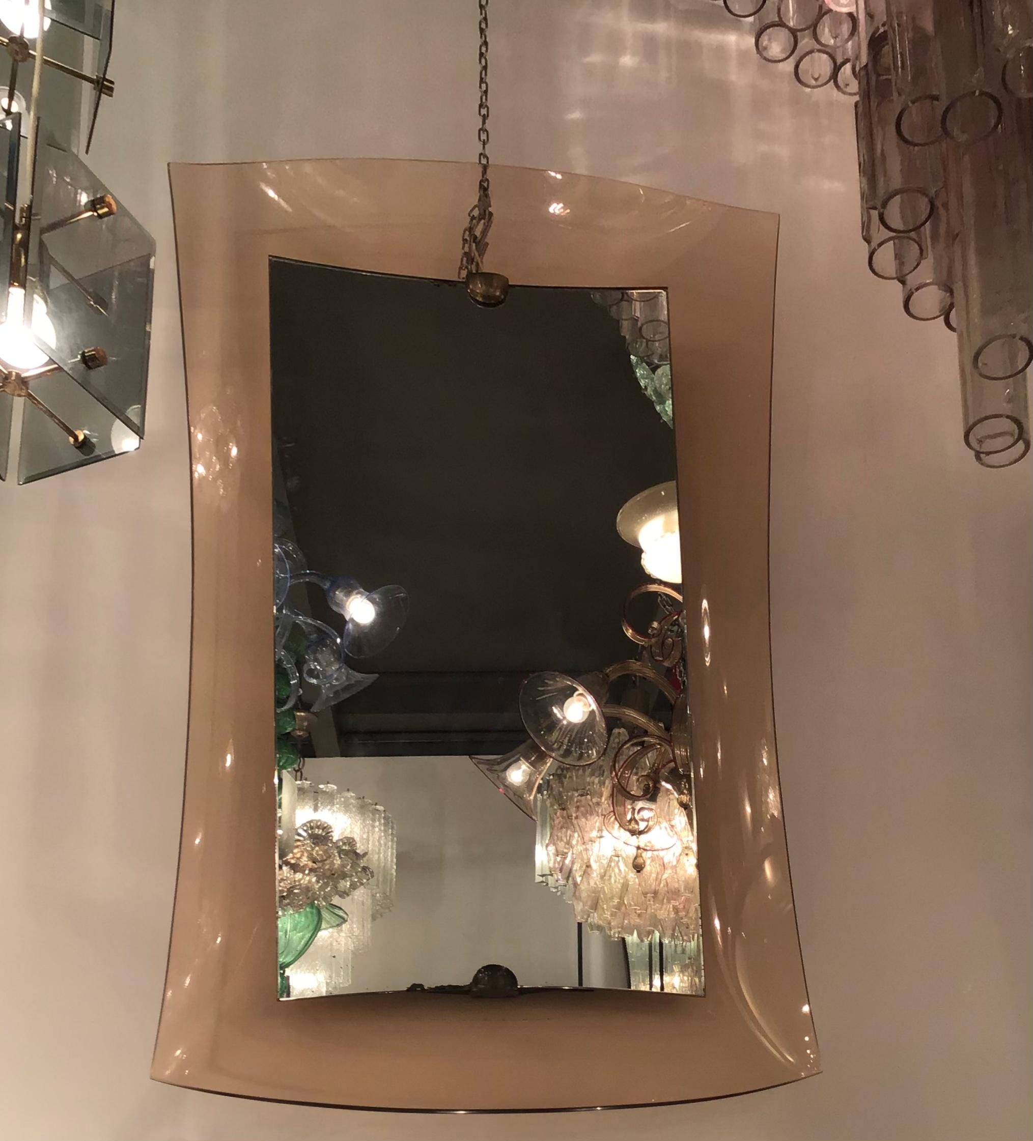 Cristal Art Mirror Brass Glass, 1950, Italy For Sale 3
