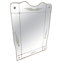 Specchio Cristal Arte Ottone Legno Vetro 1950 Italia