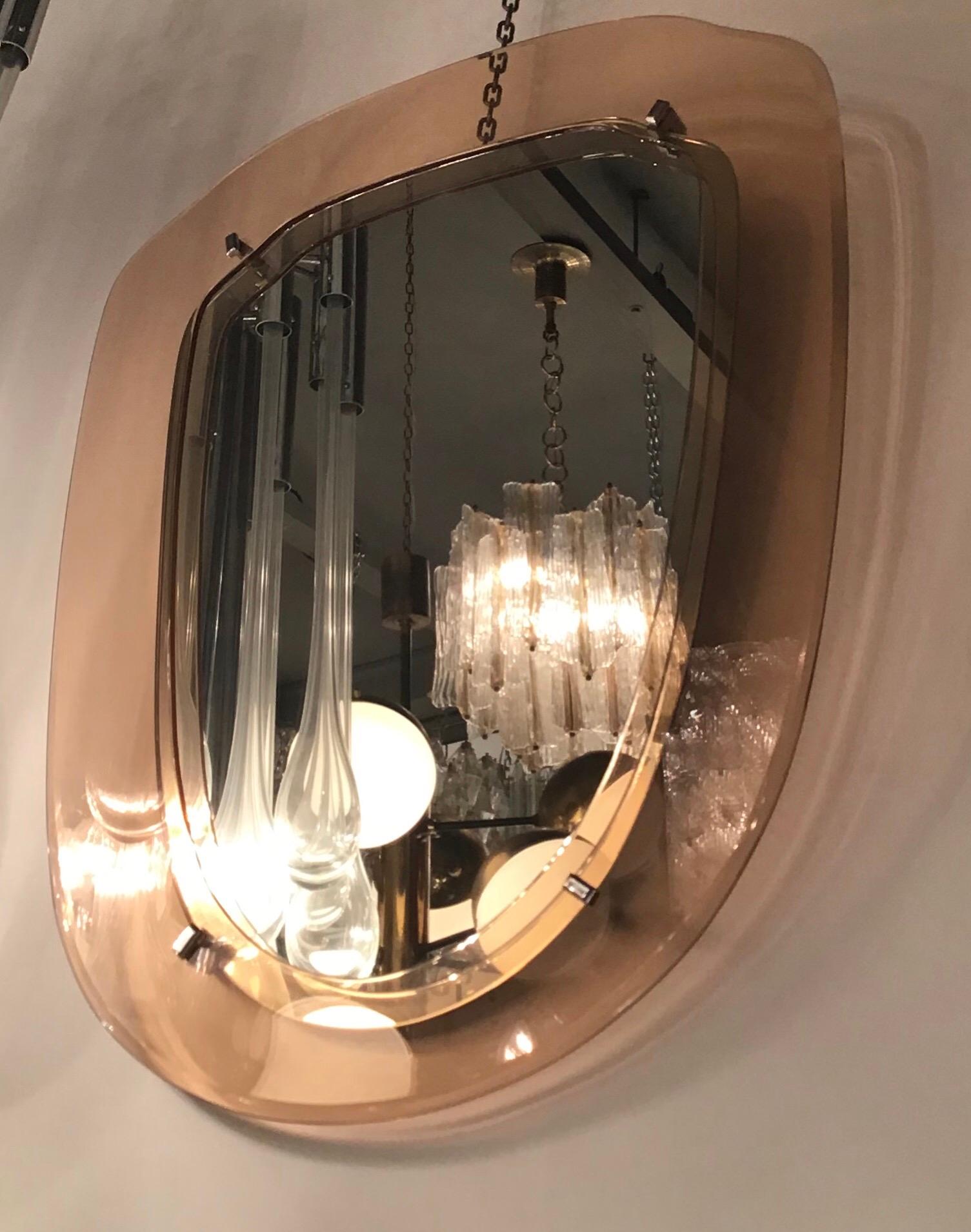 Miroir d'art en cristal, verre et métal Crome 1955, Italie en vente 1