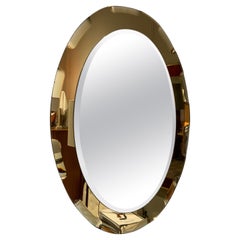 Miroir d'art en cristal avec verre ambré, Italie, 1960