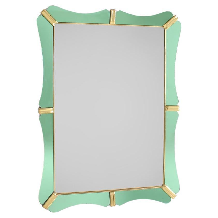 Cristal Art Mirror with colored mirrored glass 1950s For Sale