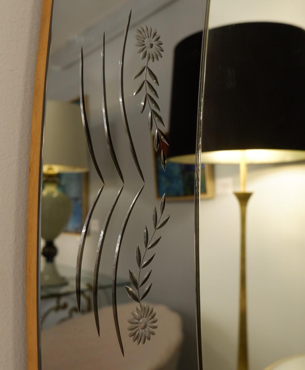 Mid-Century Modern Cristal Art Mirror with Console Attributed to Luigi Colli, Italy, 1950s For Sale