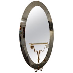 Cristal Art Mirror with Console Attributed to Luigi Colli, Italy, 1950s