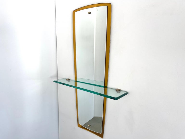 Italian Cristal Art Mirror with Shelf For Sale