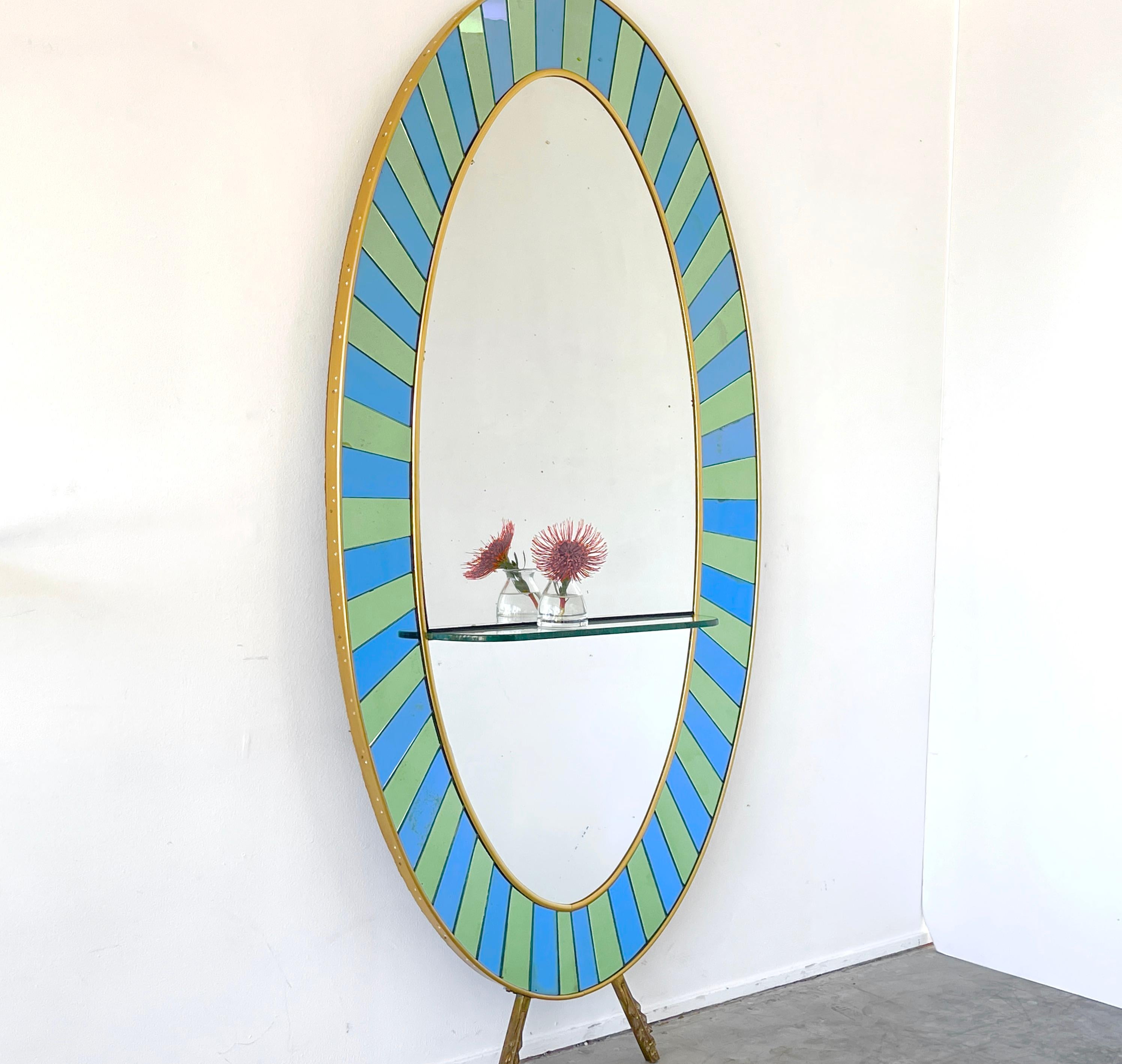 Miroir d'art cristal avec étagère Bon état - En vente à Beverly Hills, CA