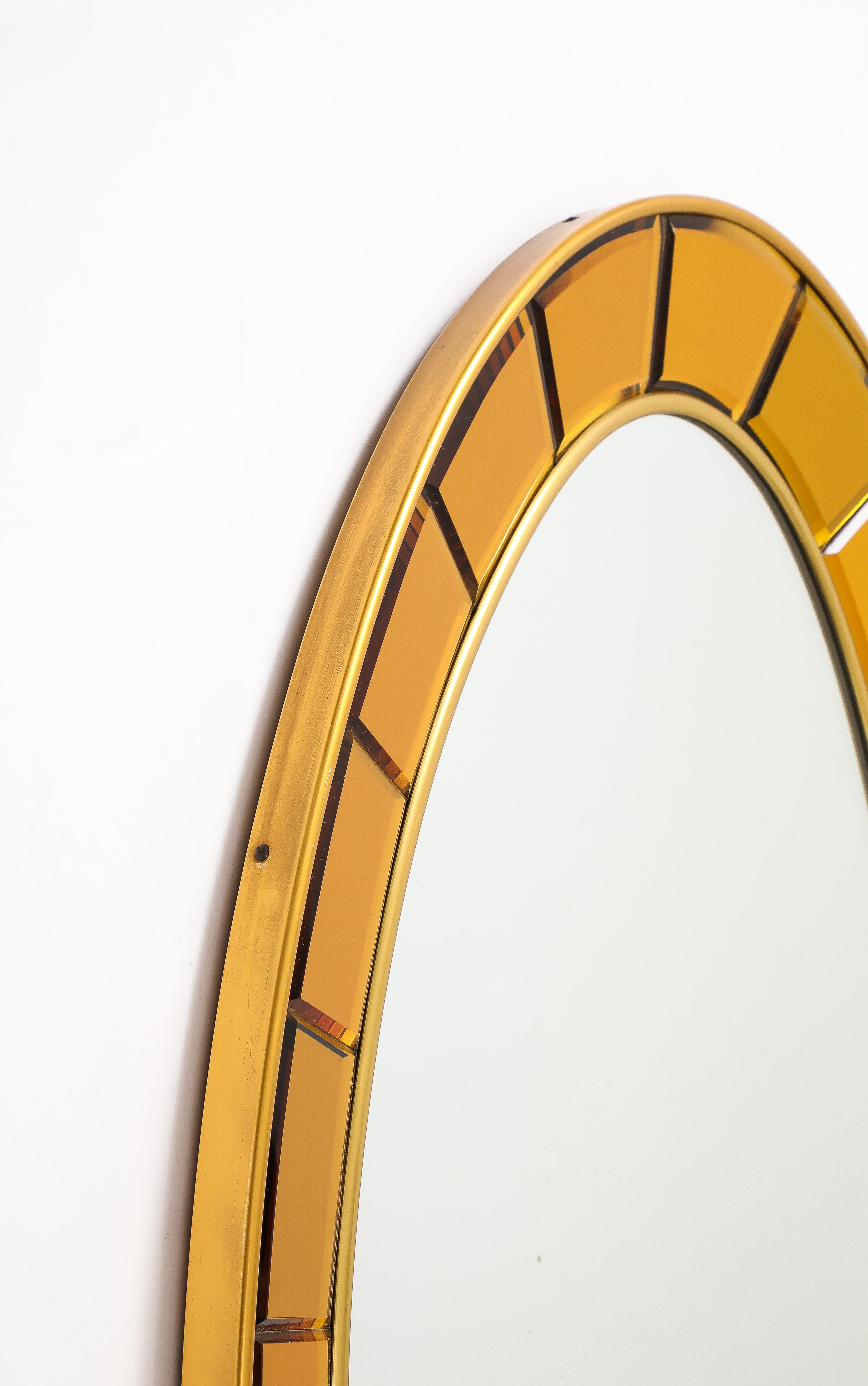 Cristal Art Oval Gold Hand-Cut Beveled Glass Mirror Model 2727, 1950s For Sale 5