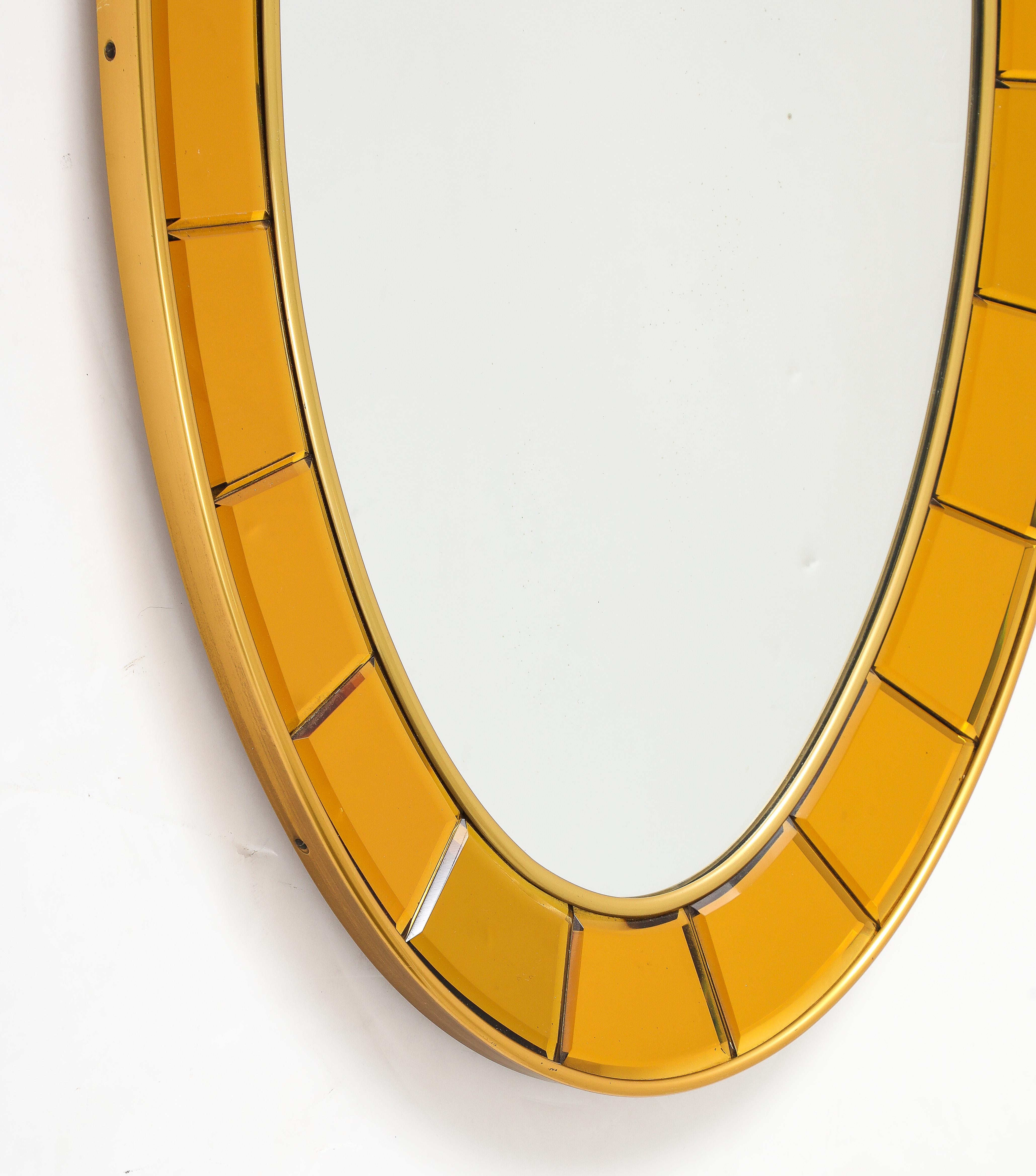 Cristal Art Oval Gold Hand-Cut Beveled Glass Mirror Model 2727, 1950s For Sale 6