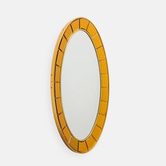 Cristal Art Oval Gold Hand-Cut Beveled Glass Mirror Model 2727, 1950s