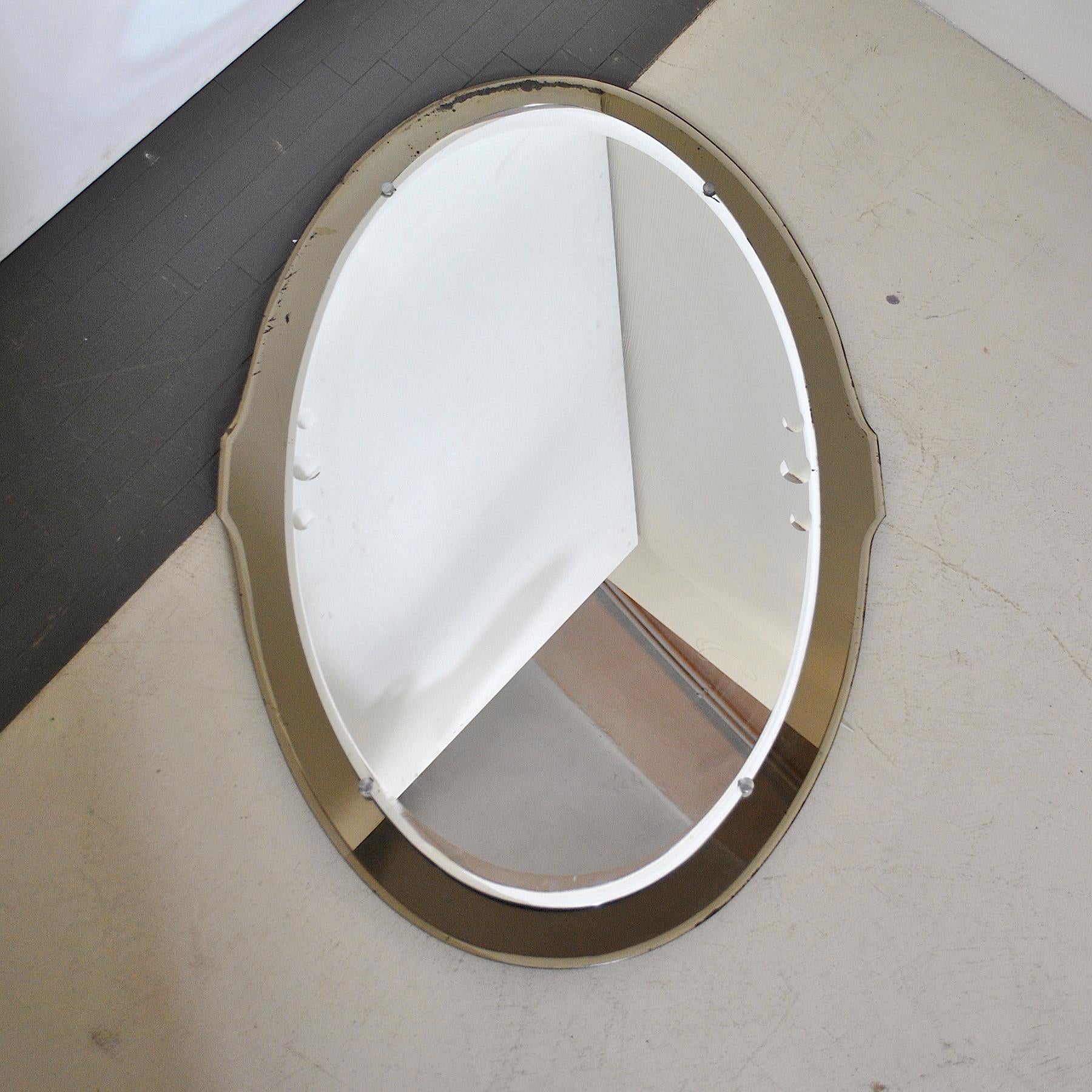 Italian Cristal Art Oval Mirror 50s For Sale