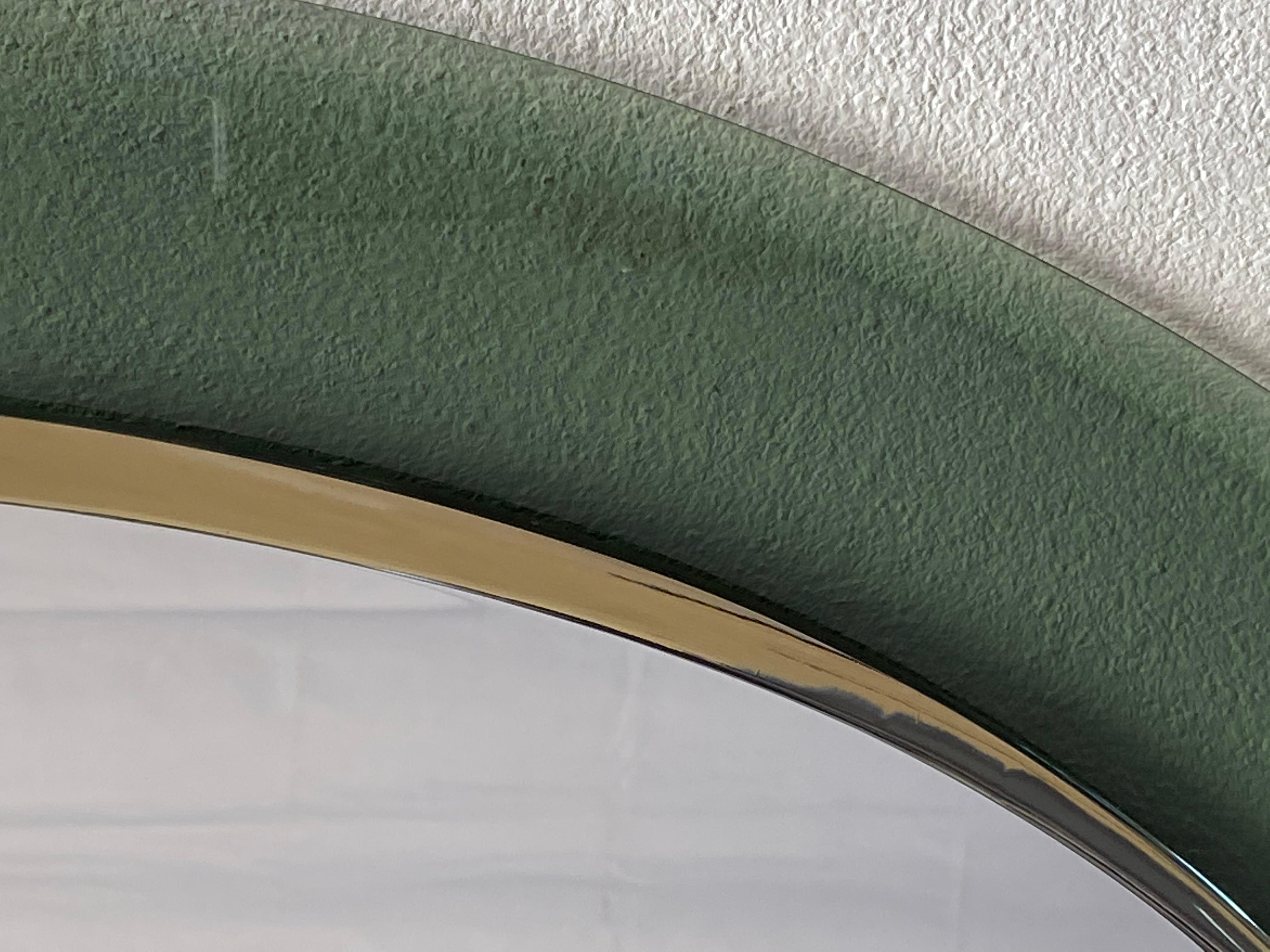 Cristal Art Oval Wall Green Glass Framed Mirror, Italy, 1960s In Good Condition In Naples, IT