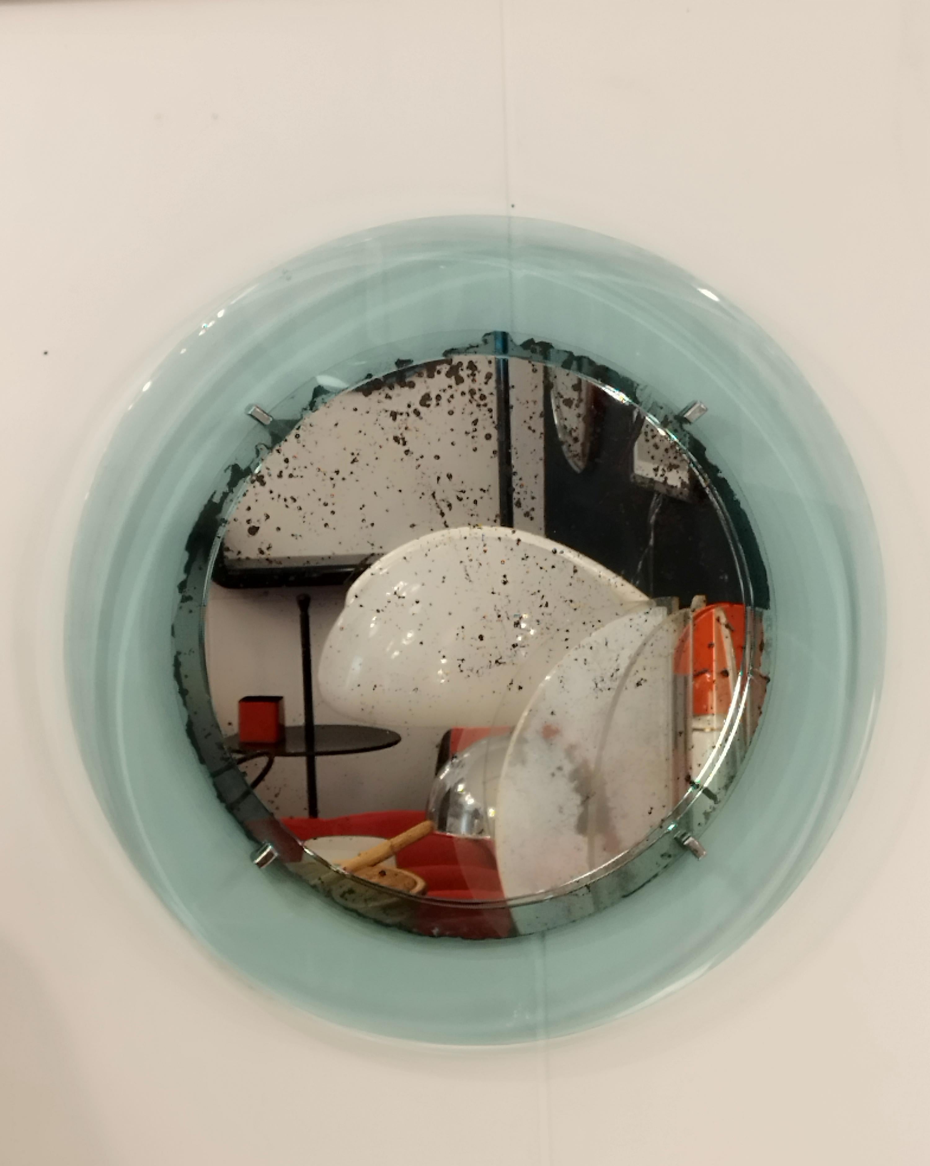 Mid-Century moderno Coppia di specchi rotondi da parete Cristal Arte, Italia 1960 in vendita