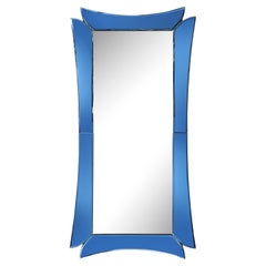 Cristal Art Rectangular Blue Glass Mirror, Italy, 1950s