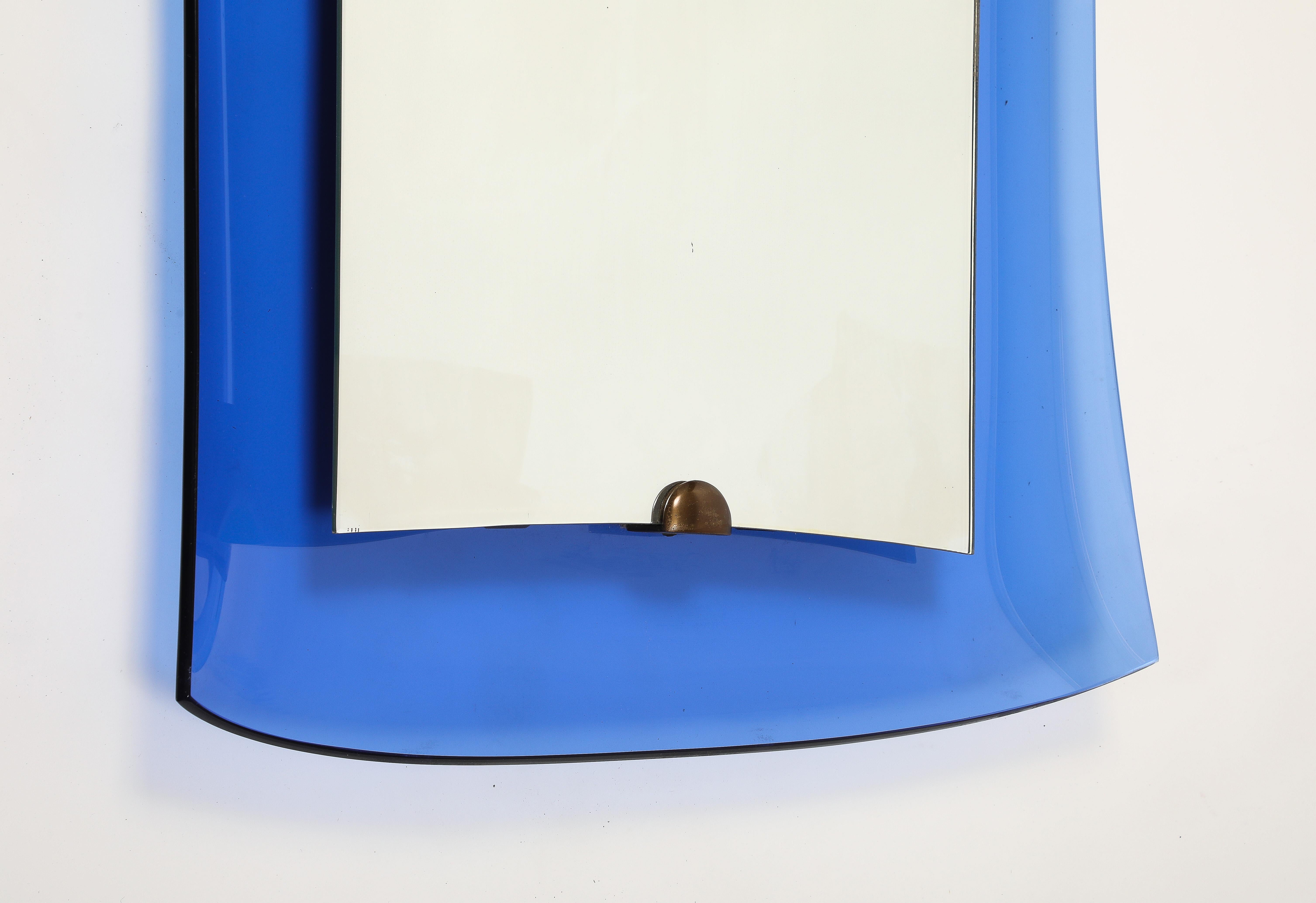 Cristal Art Rectangular Blue Glass Mirror Model 2712 For Sale 2