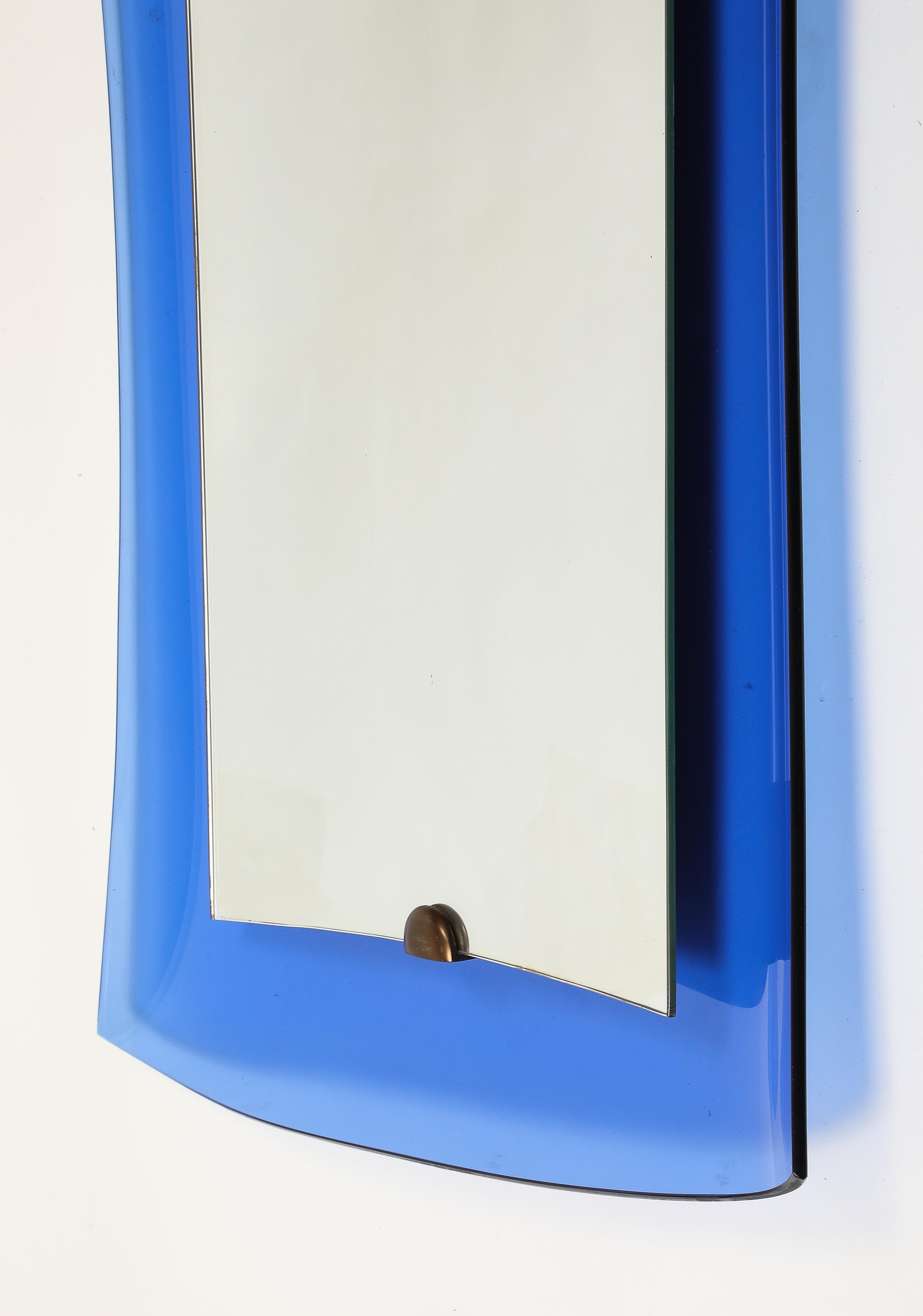 Cristal Art Rectangular Blue Glass Mirror Model 2712 For Sale 3