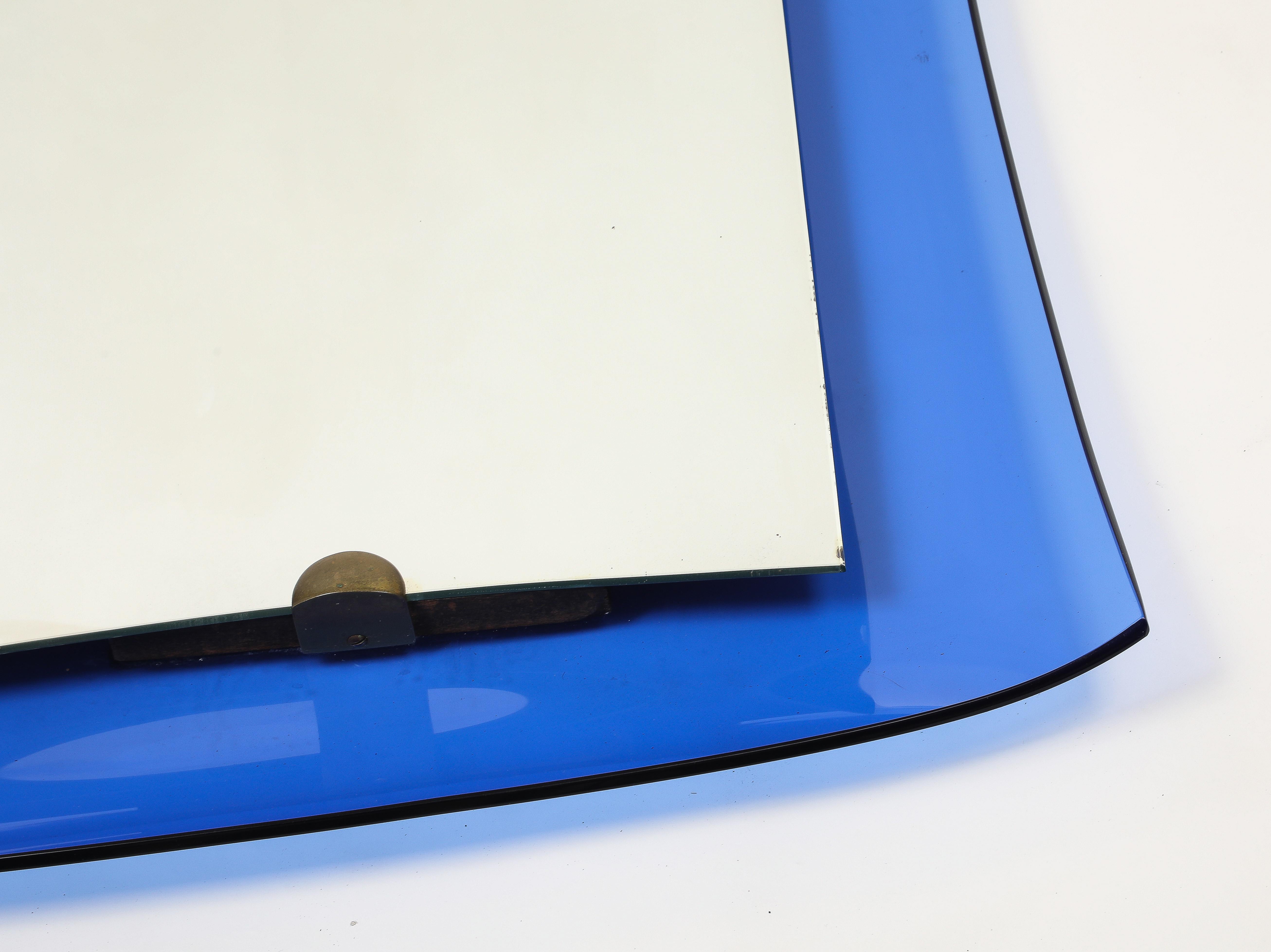 Cristal Art Rectangular Blue Glass Mirror Model 2712 For Sale 5