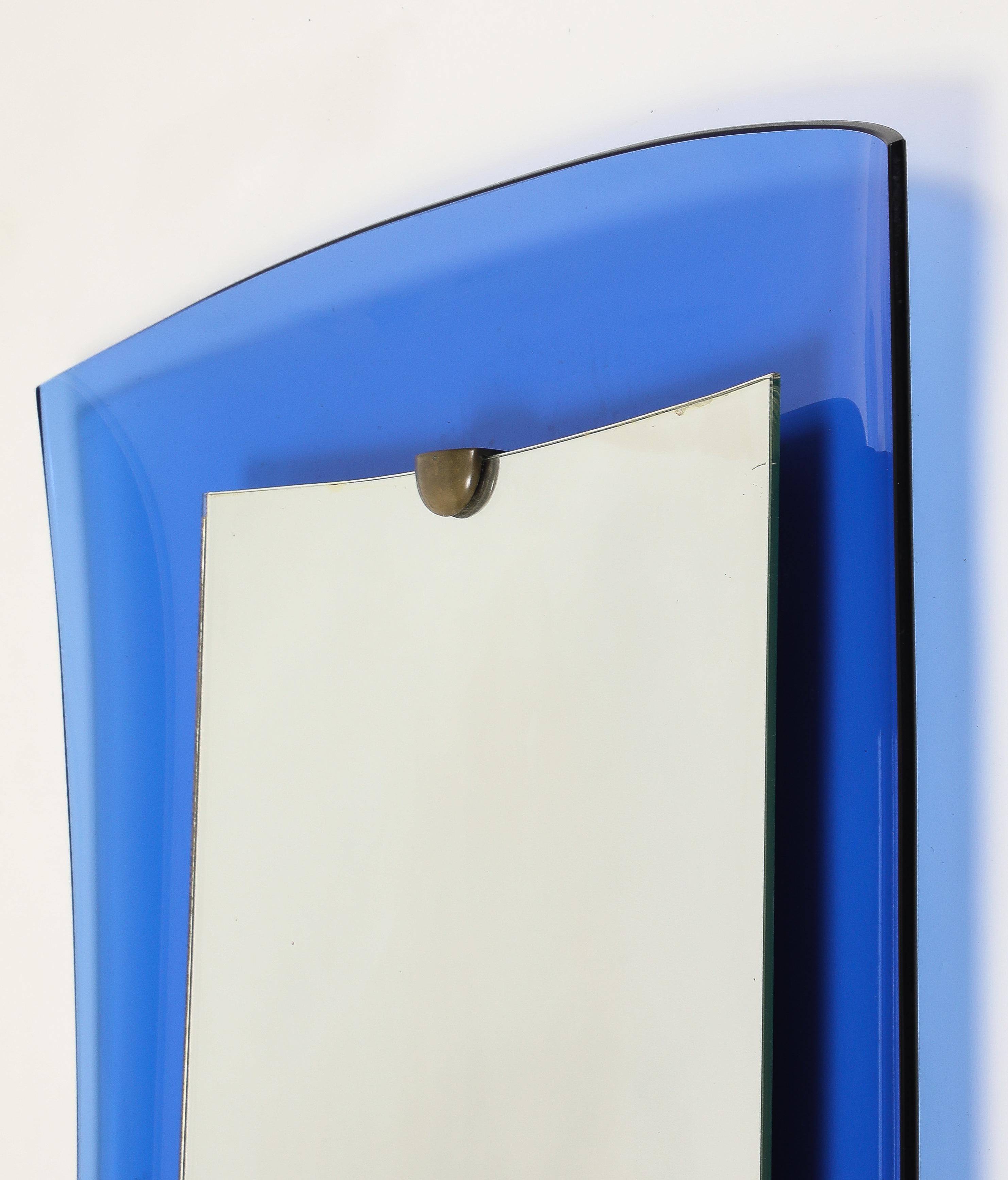 Cut Glass Cristal Art Rectangular Blue Glass Mirror Model 2712 For Sale