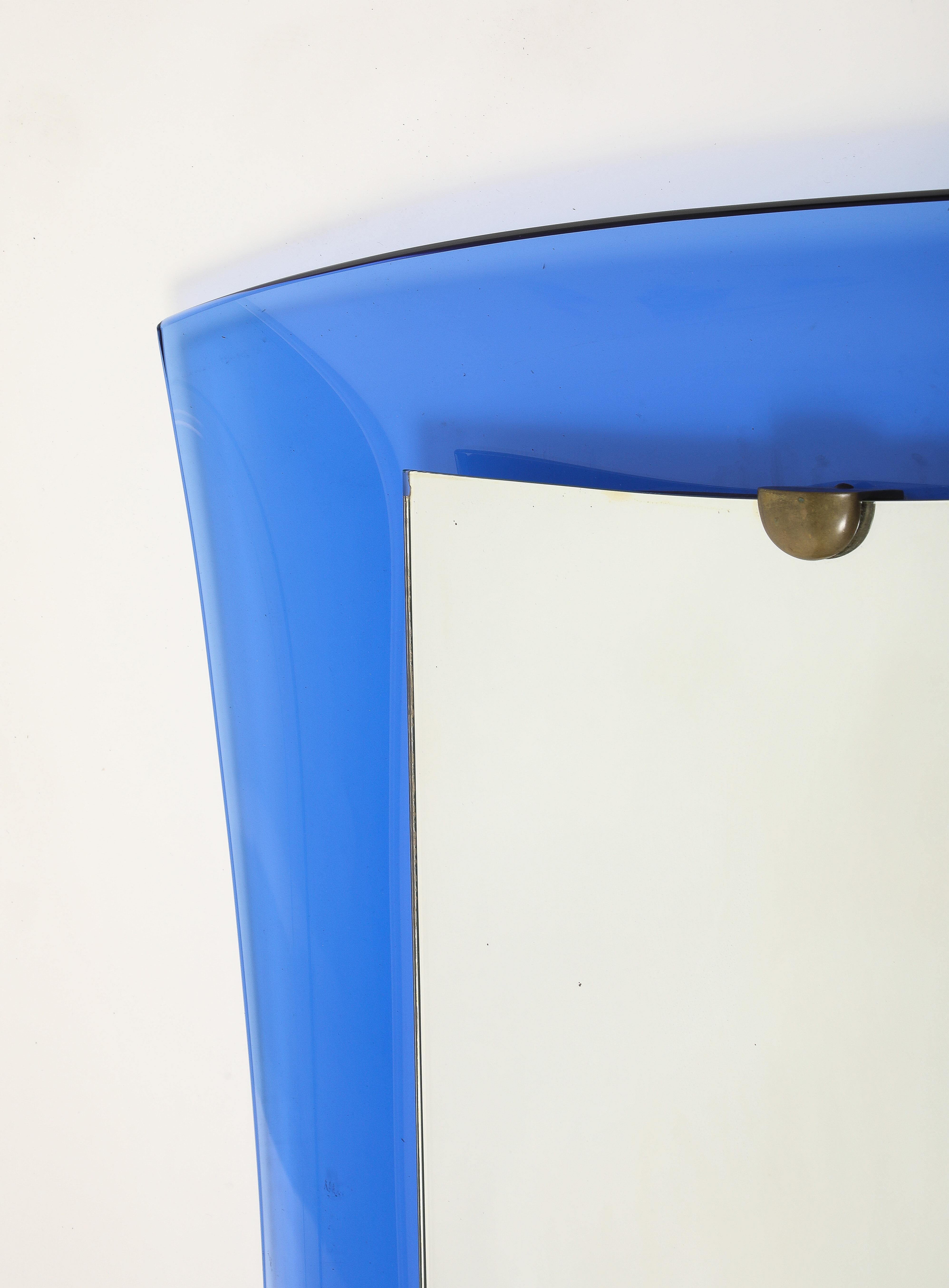 Cristal Art Rectangular Blue Glass Mirror Model 2712 For Sale 1