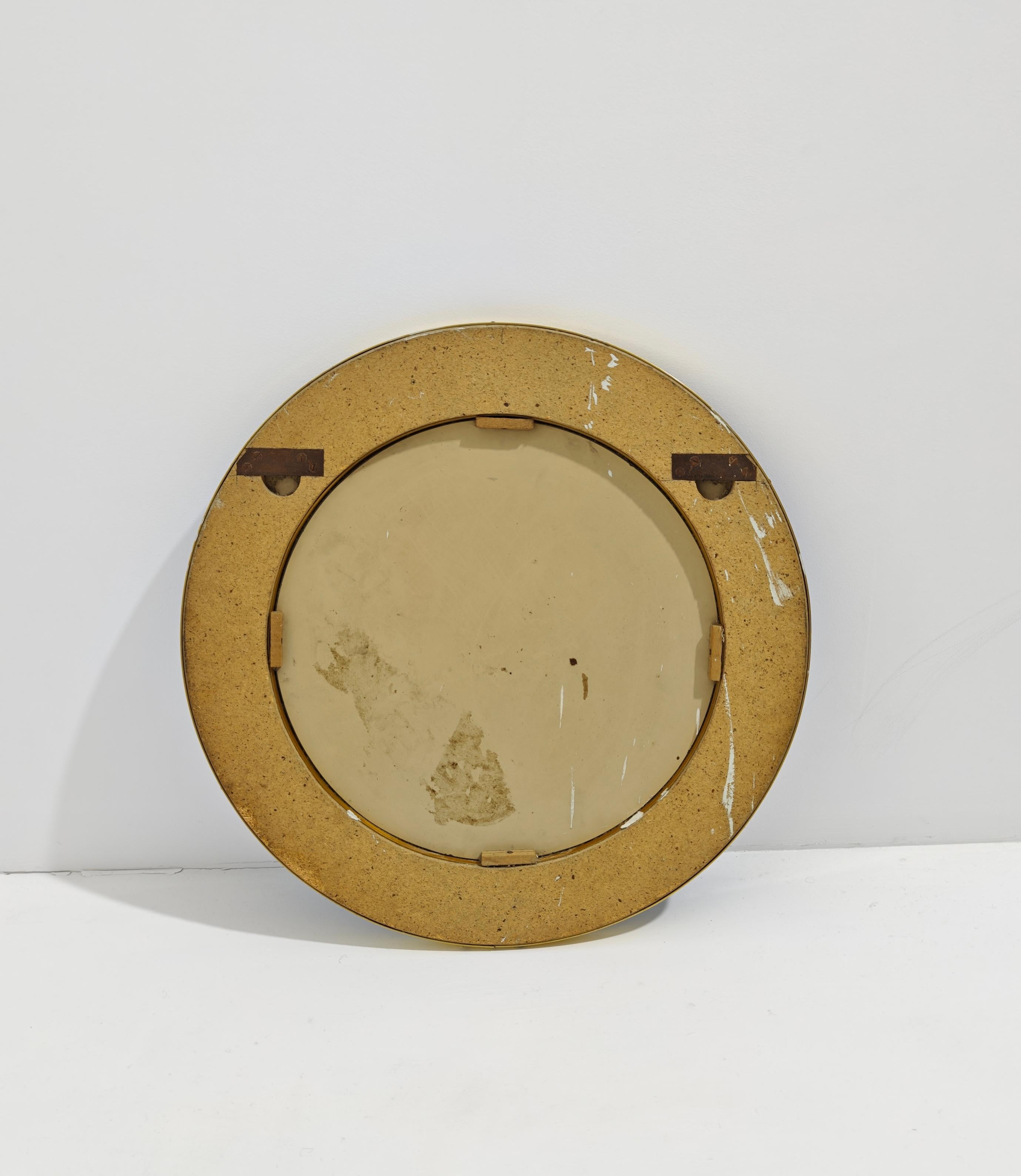 Cristal Arte Espejo Redondo Biselado a Mano Cristal Azul Mediados de Siglo Italia 1950 en venta 4