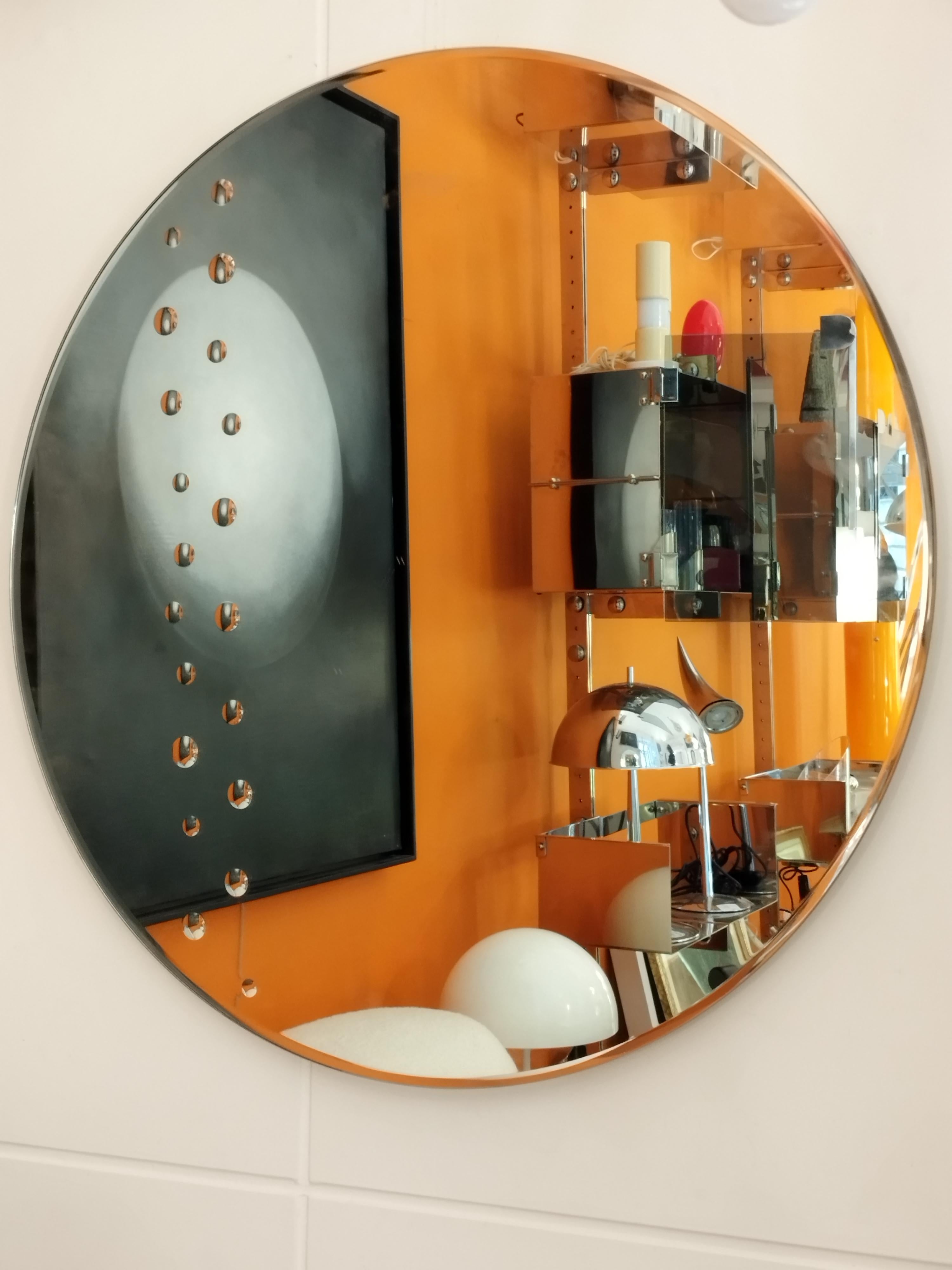 Late 20th Century Cristal Art Round Wall Mirror, Italy, 1970s For Sale