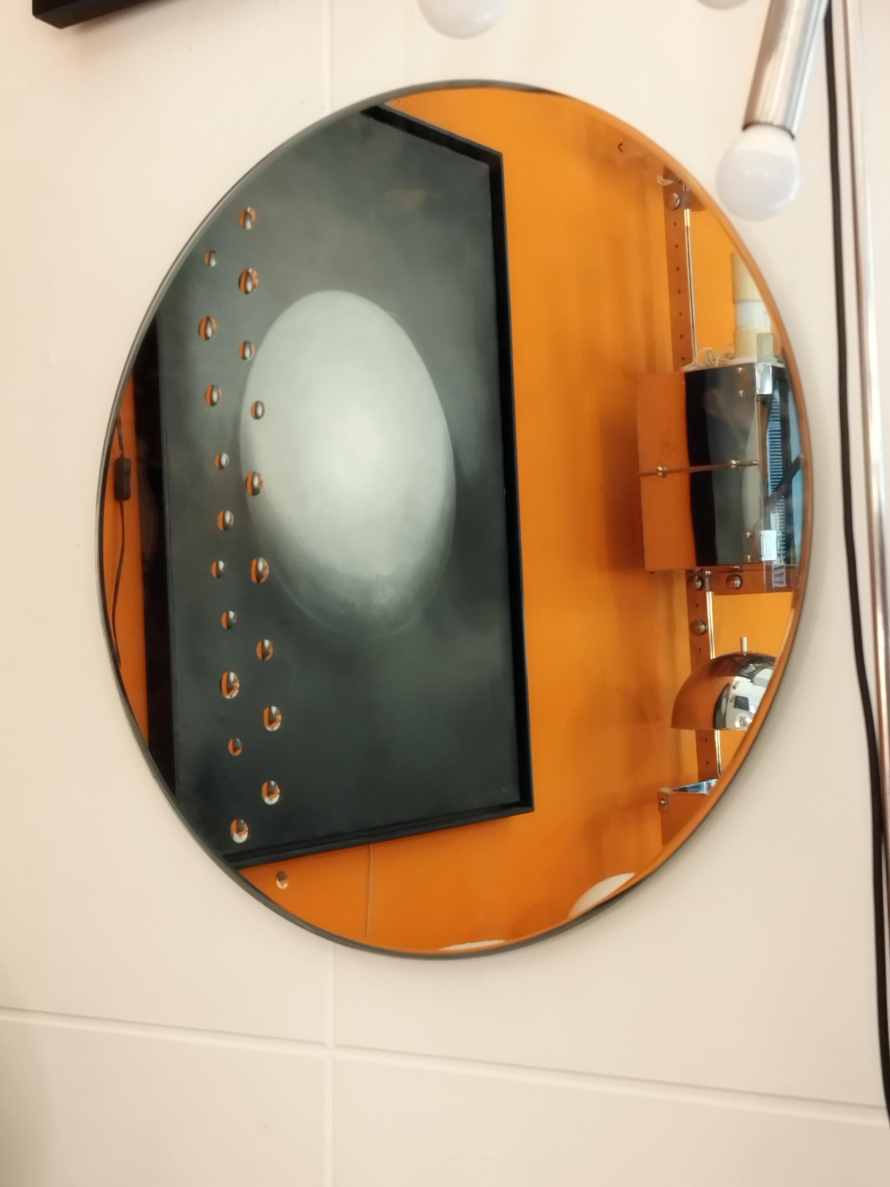 Cristal Art Round Wall Mirror, Italy, 1970s For Sale 2