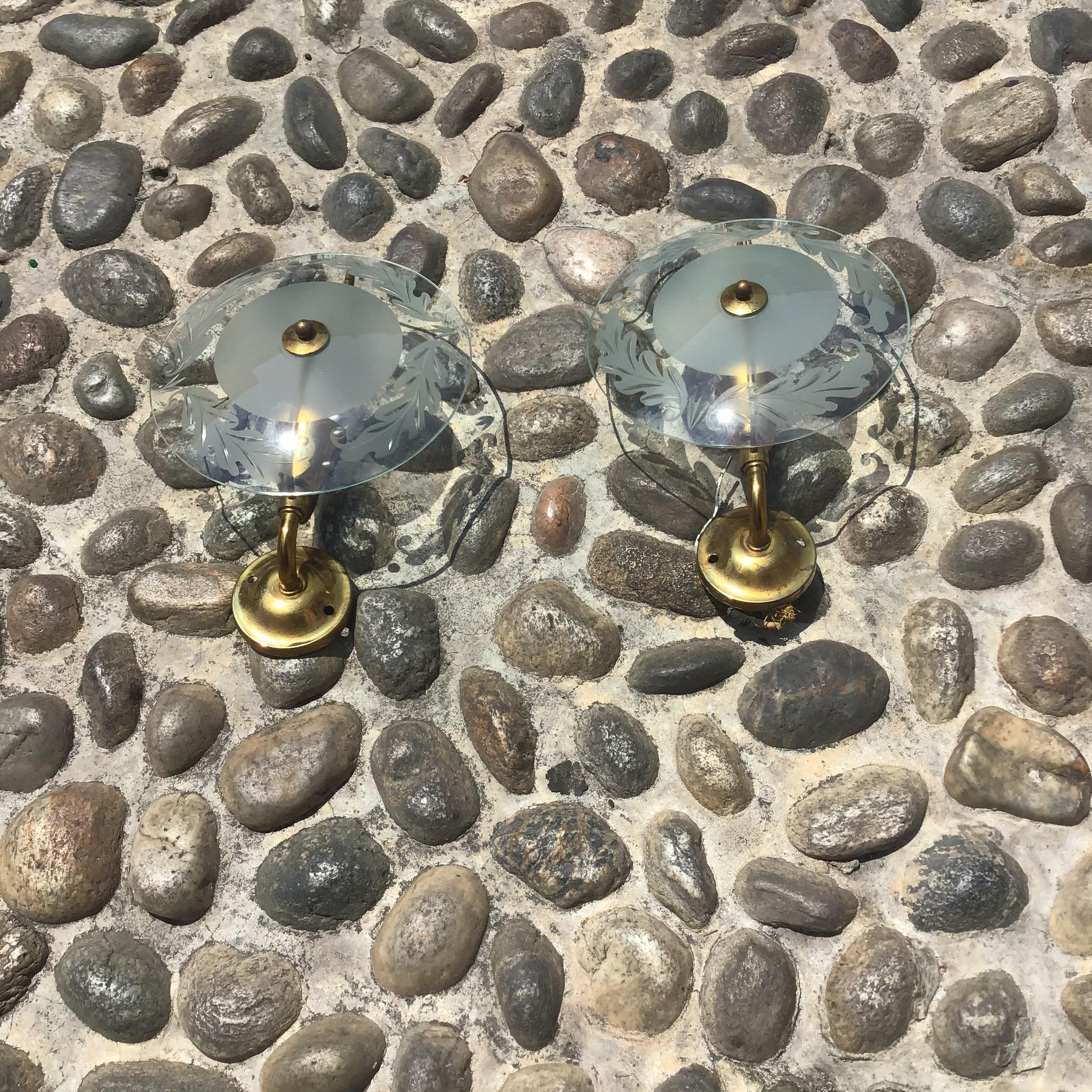 Appliques d'art Cristal Laiton Verre 1950 Italie en vente 5