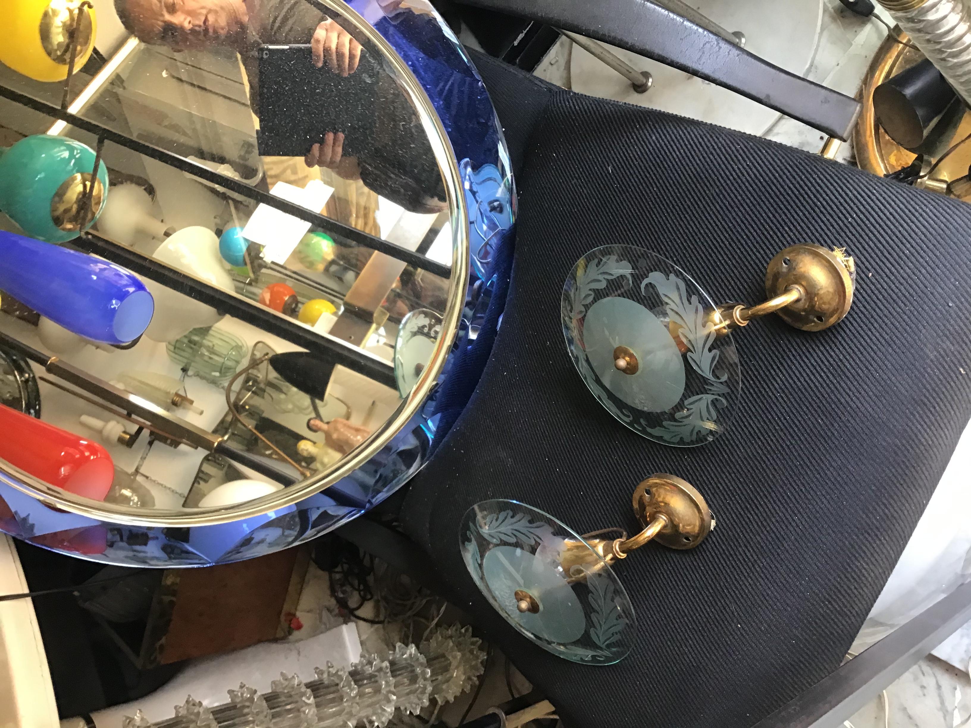 Appliques d'art Cristal Laiton Verre 1950 Italie en vente 6
